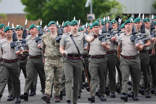 Royal Marines pictured marching through HMS Collingwood 


Photos by Alex Shute