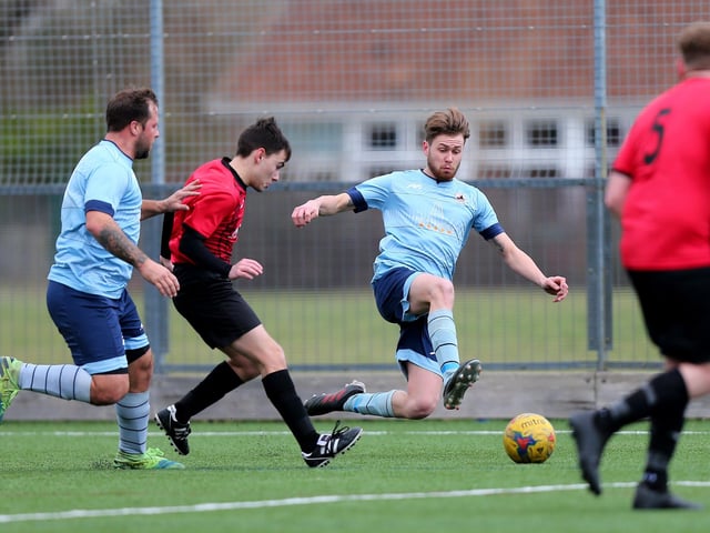 Sam Jones. Horndean Utd v Portchester Rovers, Mid-Solent League. Picture: Chris Moorhouse (jpns 250223-43)