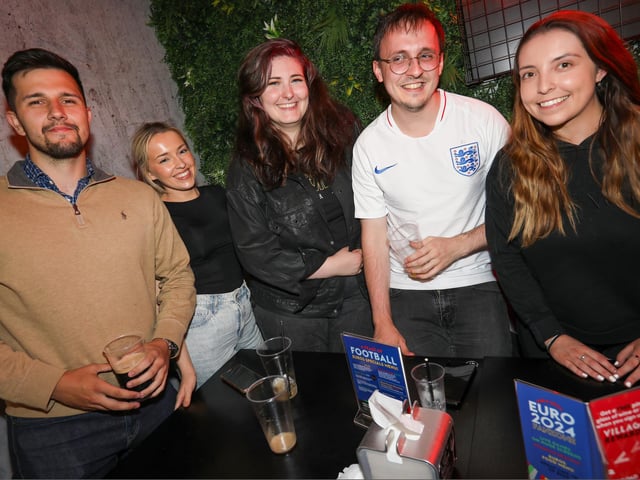 Fans watch Netherlands v England, UEFA Euros 2024 semi-final played in Dortmund, at Village Hotel, Lakeshore Drive, CoshamPicture: Chris  Moorhouse (100724-034)