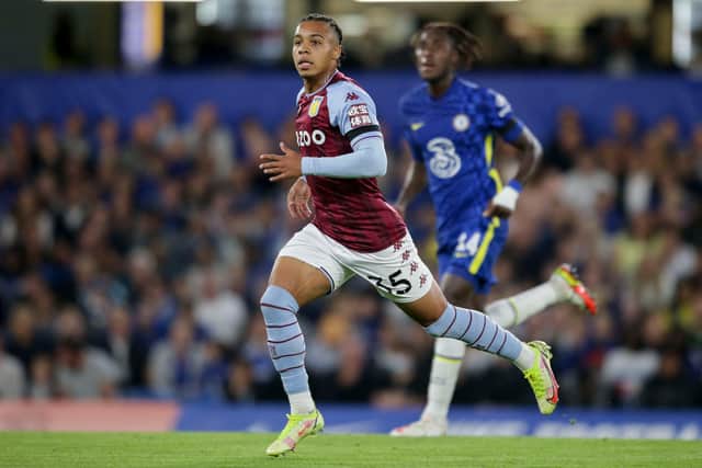 Aston Villa's Cameron Archer is action against Chelsea in the Carabao Cup in September. Picture: Robin Jones/Getty Images