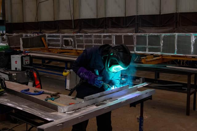 The hull of a hovercraft being made at Griffon Hoverwork factory 
Picture: Habibur Rahman