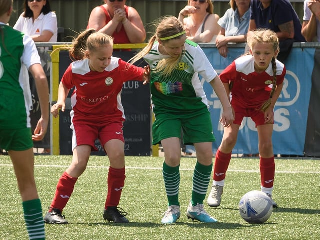 Girls' football action from the Havant & Waterlooville Summer Tournament. Picture: Keith Woodland (030621-142)