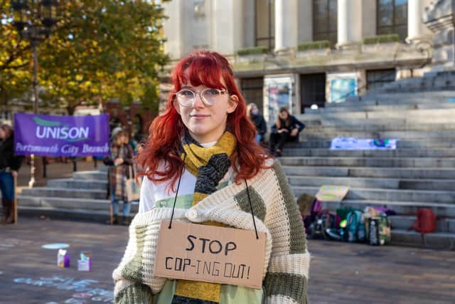 Kiera Power at a previous demonstration. Picture: Mike Cooter (051121)