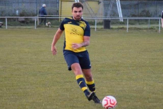 Brandon Elliott was sent off on his Clanfield debut at Liss. Picture: Dan (JMA Media).