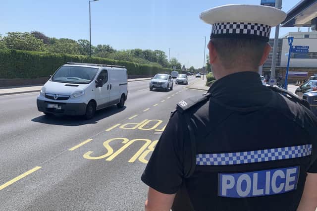 File photo of a roads policing officer in Portsmouth. Picture: Ben Fishwick