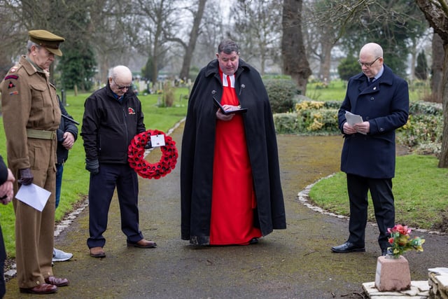 The Revd Canon Bob White gives a prayer at The Service of Remembrance at Kingston Cemetery. Picture: Mike Cooter (110324)