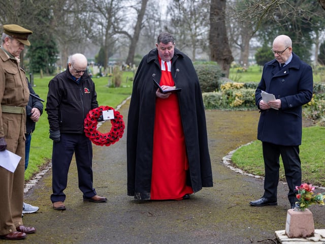 The Revd Canon Bob White gives a prayer at The Service of Remembrance at Kingston Cemetery. Picture: Mike Cooter (110324)