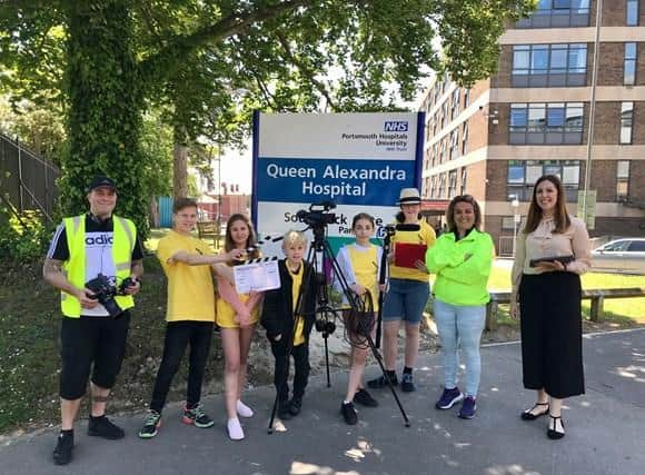 Student filmmakers outside Queen Alexandra Hospital for Portsmouth Film Society. Picture: Portsmouth City Council