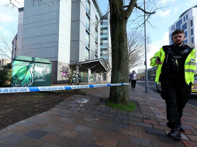 Police at a crime scene on Winston Churchill Avenue, PortsmouthPicture: Chris Moorhouse (jpns 110224-07)
