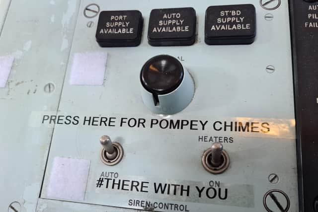 HMS Chiddingfold takes part in Pompey Chimes on March 28 2020