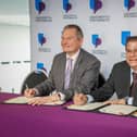 Vice-Chancellor Professor Graham Galbraith CBE and un Dato’ Seri Zaki bin Tun Azmi, Chancellor of MAHSA at the signing