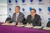 Vice-Chancellor Professor Graham Galbraith CBE and un Dato’ Seri Zaki bin Tun Azmi, Chancellor of MAHSA at the signing