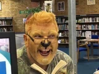 Sean Blackman dressed as Aslan from the Chronicles of Narnia