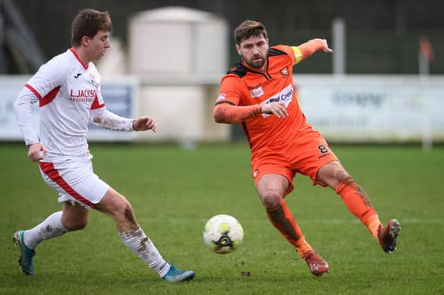Steve Ramsey, right, in action for Portchester against Horndean in 2019/20. Picture: Keith Woodland