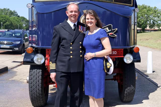 Captain Voyce was accompanied by his partner Marie as he said his final goodbyes at HMS Sultan