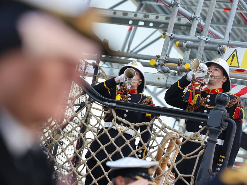 Pictured: The Trafalgar Day ceremony onboard HMS Victory.