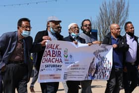 Walkers for Dabirul Islam Choudhury raising funds for victims of Covid-19 in the UK, Bangladesh, Pakistan and 45 more countries, pictured at the D-Day Museum, Southsea
Picture: Chris Moorhouse (jpns 240421-24)