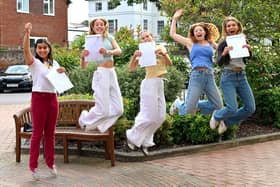 Students celebrate their A level results in 2023