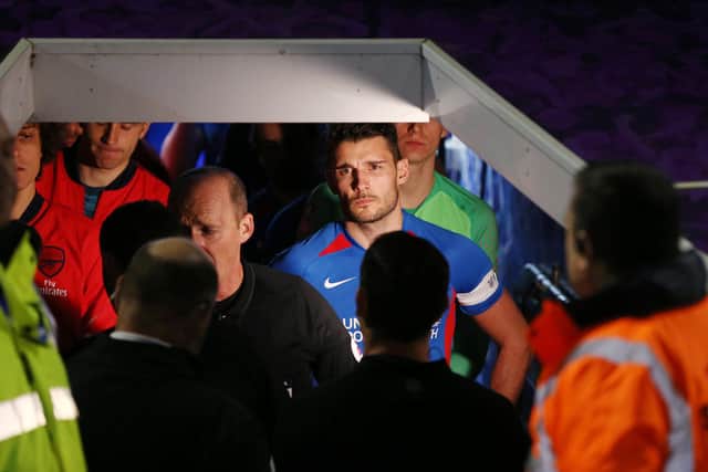 Gareth Evans was made Pompey captain for the FA Cup visit of Arsenal in March 2020. Picture: Joe Pepler