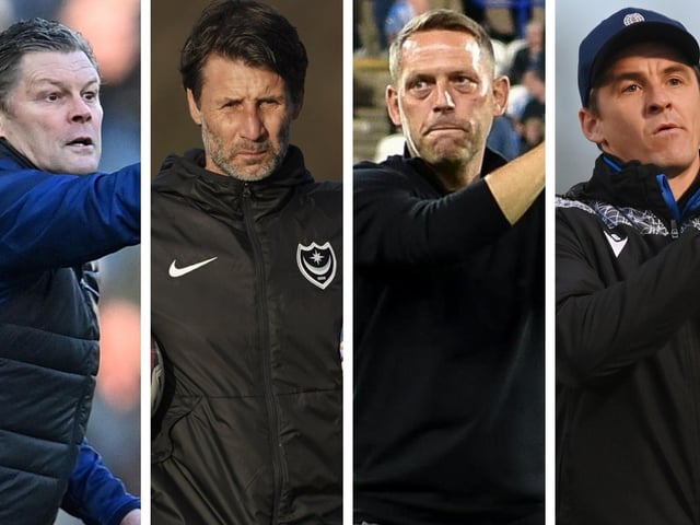 From L-R: Steve Cotterill, Danny Cowley, Leam Richardson and Joey Barton are among the early favourites to become next Cambridge boss.