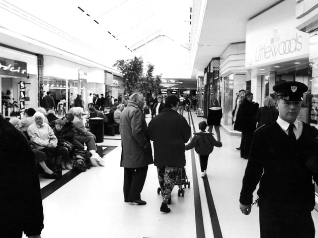 Shoppers in Portsmouth Cascades in March 1993