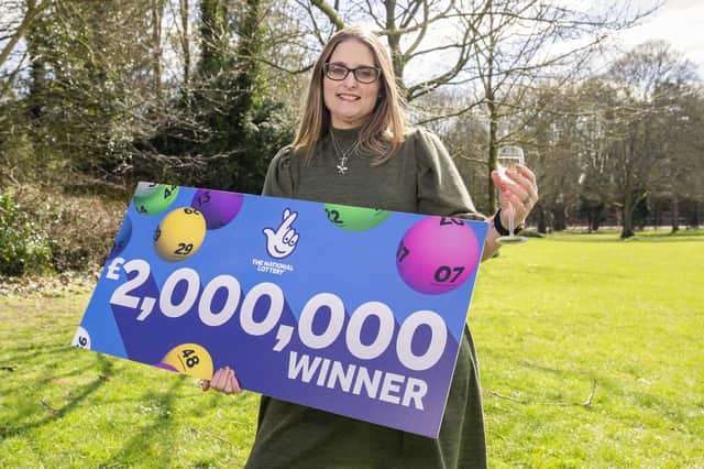 Lesley Herbert won £2 million on a lottery scratchard. Picture: James Robinson/Camelot/PA Wire