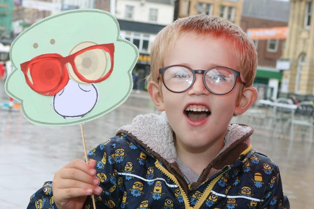 This lad, Dylan Baxter, had a great time making masks when Mansfield Market Place hosted free family entertainment last summer. Now there's more on Saturday, from 10 am to 4 pm, when you can join in balloon-modelling, vegetable-painting, hoola-hooping and face-painting. There's a circus workshop too among all your favourite stalls.