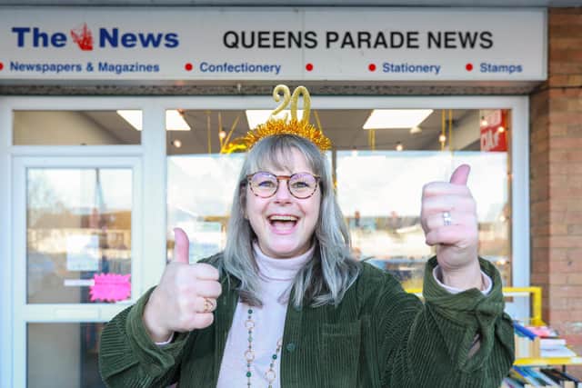 Newsagent and business owner Jo Durham. Celebration of twenty years in business at Queens Parade News, Privett Road, Gosport.
Picture: Chris Moorhouse