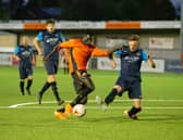 Lamin Jatta, left, got US Portsmouth's winner against Fareham. Picture: Habibur Rahman