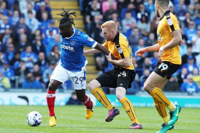 Stanley Aborah's sole Pompey start came in a 2-1 win over Cambridge United in April 2017. Picture: Joe Pepler