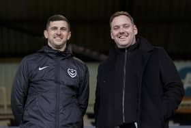 Pompey Sporting Director Richard Hughes, right, with Pompey head coach John Mousinho