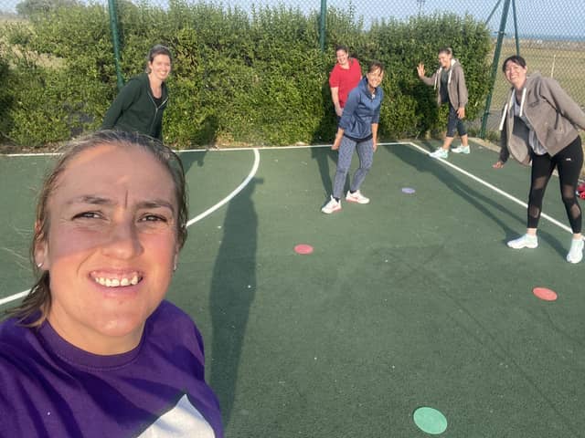 Selfie time - Debbie Laycock with one of her netball in the community coaching groups.