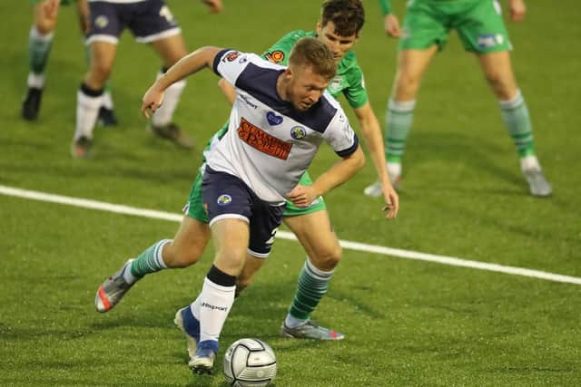 Tommy Wright on the ball in the Hawks' win over Oxford City last weekend. Picture: Dave Haines
