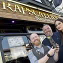 Rapscallions in Osborne Road, Southsea, is expanding into Port Solent. Pictured is: (middle) Dan Swan, owner, with Zak Brown, general manager and Naahzat Mozumder, assistant general manager. Picture: Sarah Standing (080623-4984)