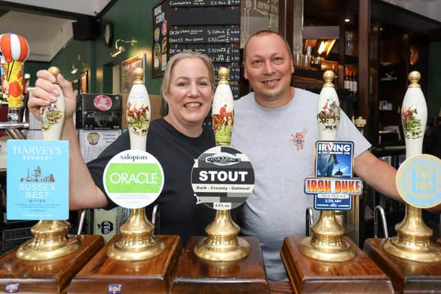 Ali and Dev Wearn are landlady and landlord.  Reopening of The Lawrence Arms, Lawrence Road, Southsea, following it's closure in February due to a car crashing into it
Picture: Chris Moorhouse (jpns 080723-14)
