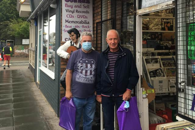 Paul Maidment (left) and Eric Cousins outside Sounds in Southsea 