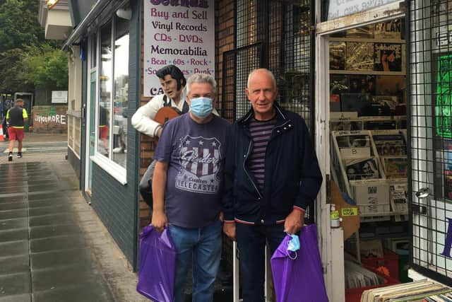 Paul Maidment (left) and Eric Cousins outside Sounds in Southsea