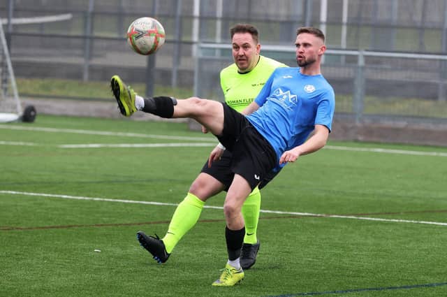 Pompey Dynamo (blue) v Carberry. Picture: Sam Stephenson