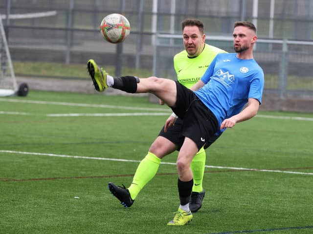 Pompey Dynamo (blue) v Carberry. Picture: Sam Stephenson