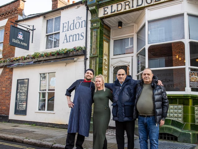 The Eldon Arms has relaunched as an Italian/English restaurant and pub, with live sports, pool table and dedicated restaurant area.
Pictured - Filippo Ambruno, Claire Collins, Giovanni Vaccaro and his business partner
Photos by Alex Shute