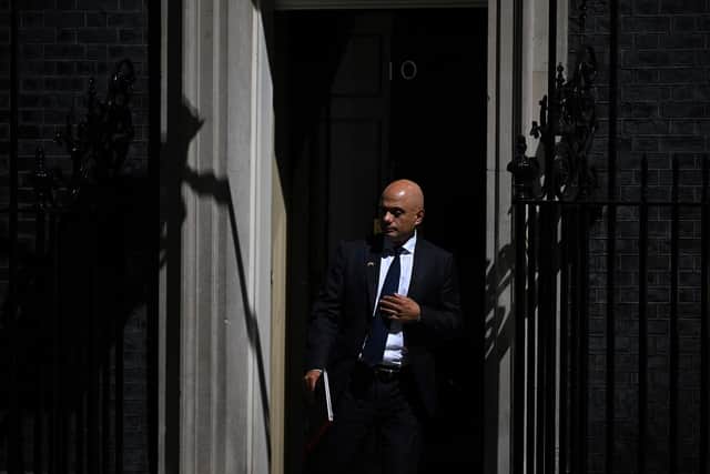 Britain's Health Secretary Sajid Javid leaves at the end of a cabinet meeting in Downing Street in London on July 5, 2022. Photo by JUSTIN TALLIS/AFP via Getty Images