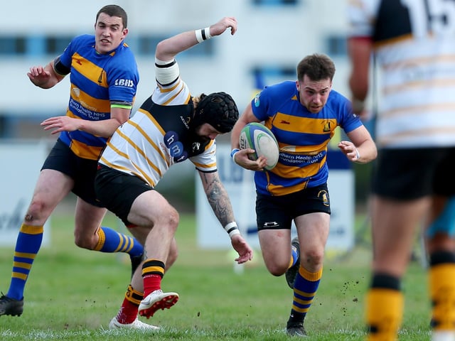 Gosport & Fareham (blue/yellow) v Portsmouth. Picture: Chris Moorhouse