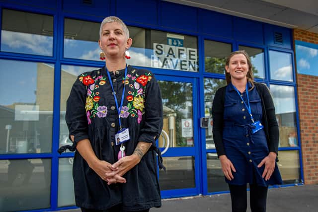 Pictured: Fran Blackburn, Adult services lead and Lucy Sykes, manager of Young persons Safe Haven outside the Wellbeing Centre in Leigh Park
Picture: Habibur Rahman