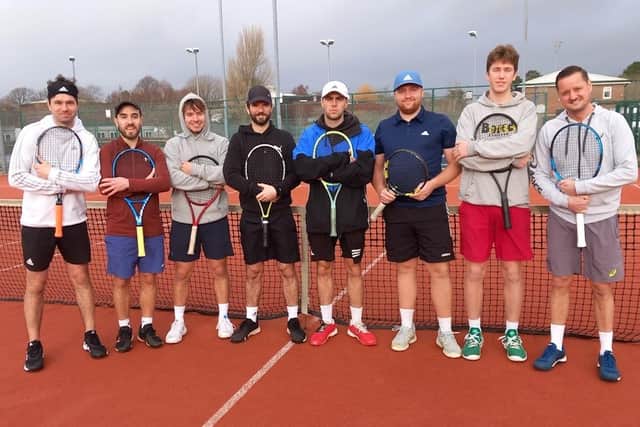 Chichester Men 1 v CourtX 1 (from lef) Mathew Worden, Jimmy Marks, Joe Glover, Nigel Jones, Alfie Reynolds, Ryan Anders, Bill Earles, Terry Lawrence