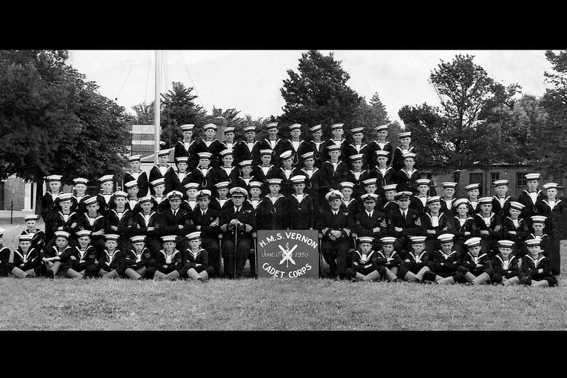 Boys of the future Navy at HMS Vernon in 1950 . All were around 10-15 years old.