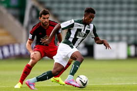 Cray Wanderers winger Jason Banton, right, in action during his time in the EFL with Plymouth Argyle. Photo by Ben Hoskins/Getty Images.