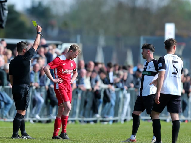 Horndean skipper Ash Howes is booked. Picture: Chris Moorhouse