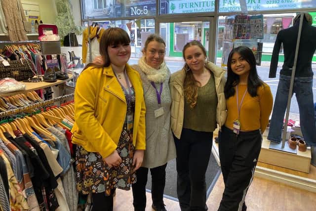 From left - Lana Tetlow (volunteer), Debbie Hosny (shop manager), Katarina Jenc (assistant shop manager) and Chelsea Abat (volunteer)