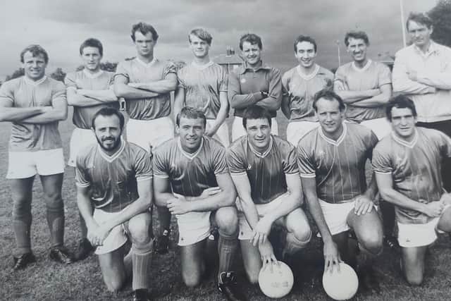 Portsmouth Royal Navy, September 1983. Back (from left): Tommy Johnson, Steve Parkinson, Andy Williams, Andy Beaven, Mike Patterson, Ian Moss, Dave Lancaster, Henry Millington (manager). Front: Ron Binns, Joe Ashmore, Jim Stephenson, Steve Barlow, Johnny Gwynn.