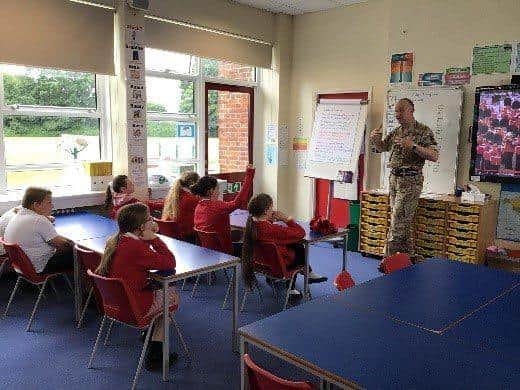 The pupils hear about life in the army
